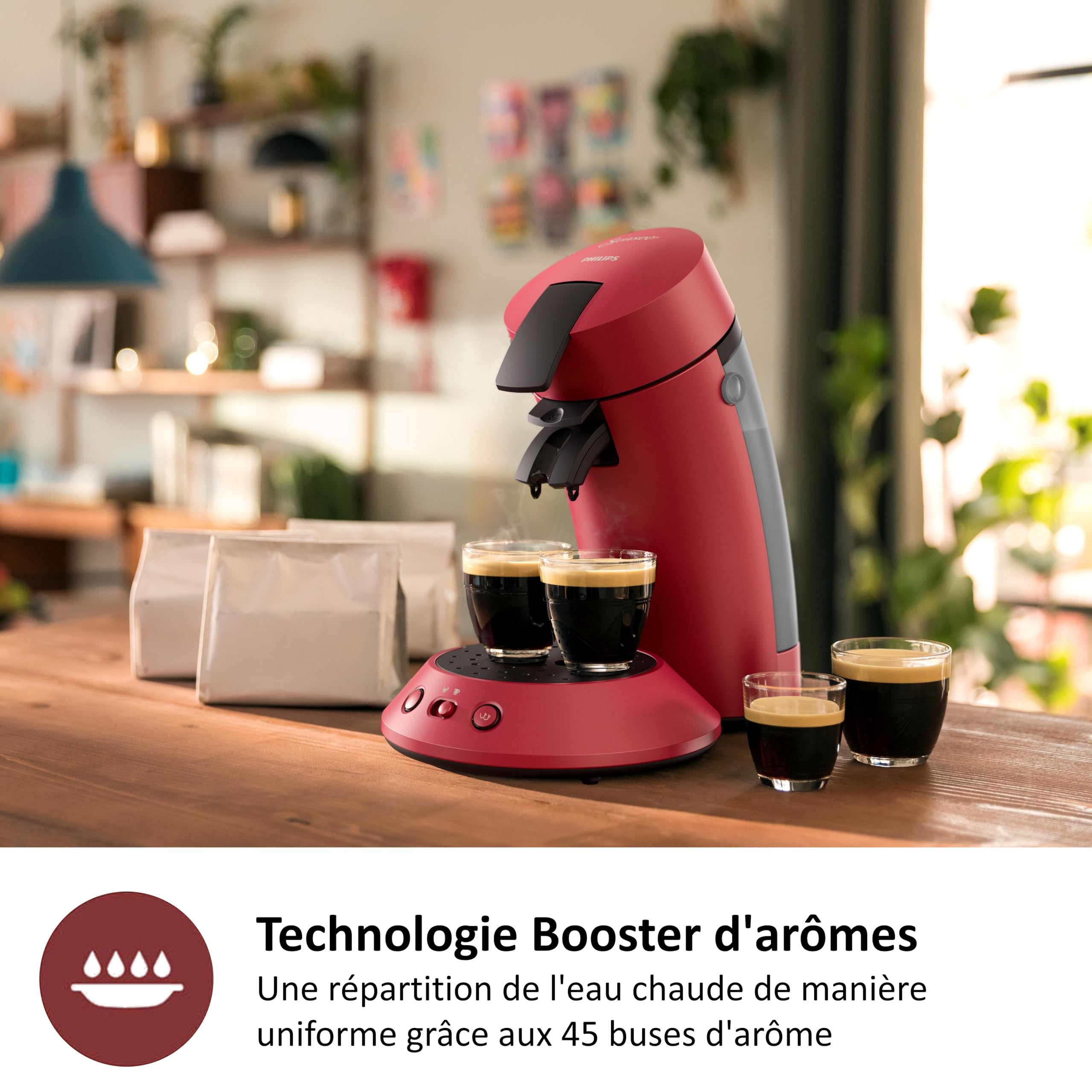 SENSEO Original Plus Machine à café à dosettes Rouge CSA210/91